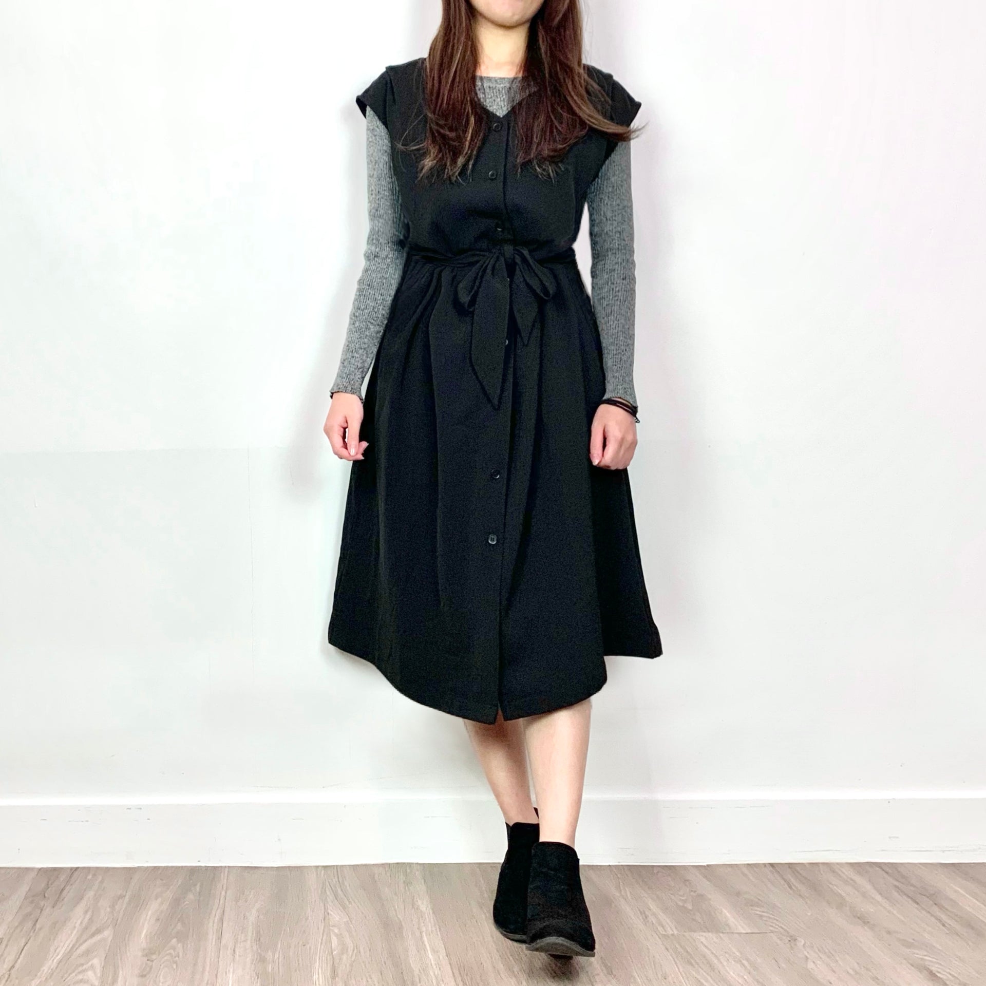 鈕扣腰帶外套連身裙 Button Down Dress